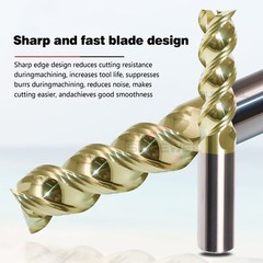 3 Flute Carbide End mills Bit ZrN Coating 6mm 8mm 10mm 12mm Shank Milling cutter