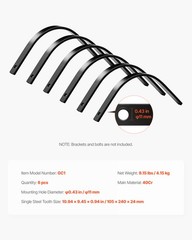 VEVOR 6 Pack Landscape Rock Rake Tines Replacement 1″ x 5/16″ Bolt-on Mount