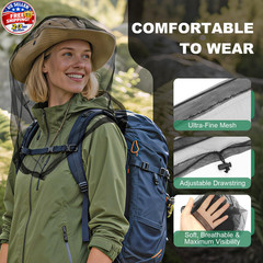 Pmxary 2 Pack Premium Mosquito Head Nets with Drawstring, X-Large, Black