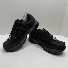 Skechers Work Cankton Men’s 7.5 Steel Toe Memory Foam Black Charcoal New