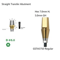 US Titanium straight abutment 7.0mm H compatible DIO UF II Platform Hex Regular