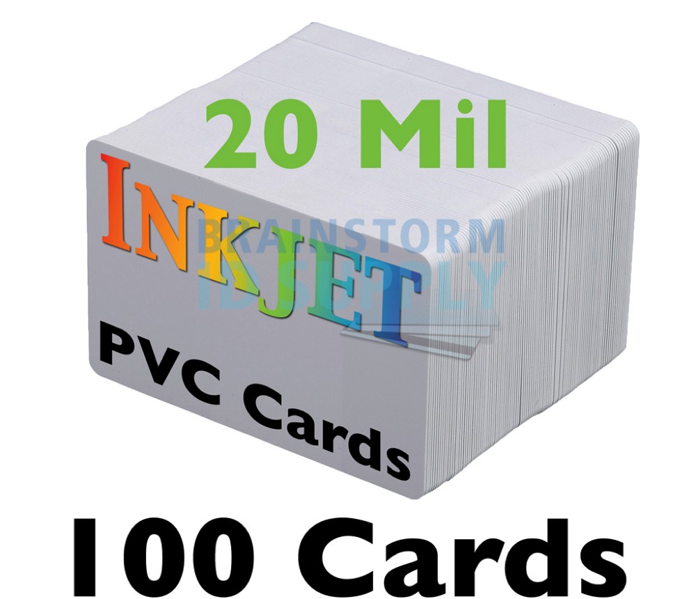 100 – Thin *20 mil* Inkjet PVC Cards – For Epson & Canon Inkjet Printers