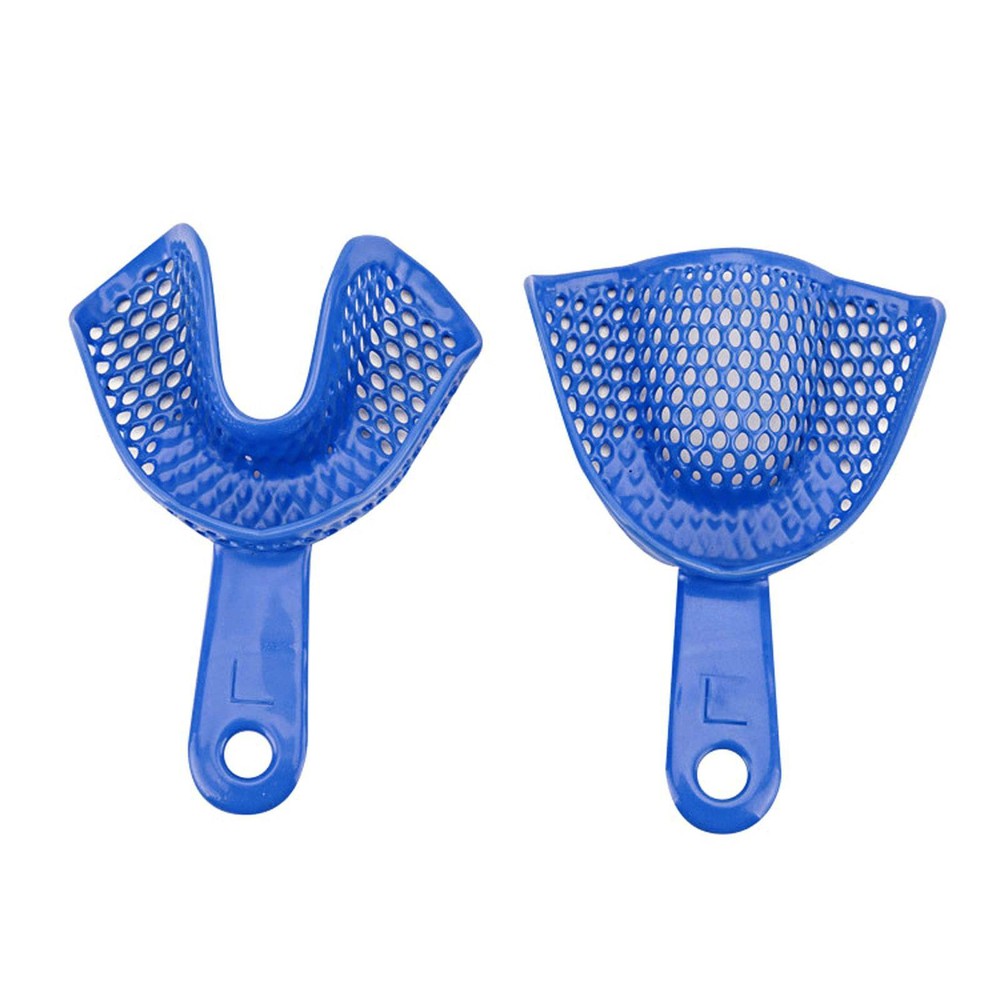 2Pcs Dental Plastic Steel Impression Trays Denture Upper & Lower Autoclavable