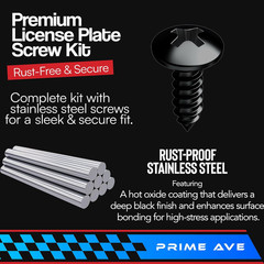 Black Oxide Stainless Steel License Plate Screws with Nylon Inserts for Securing