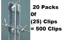 (20) packs Dare Products # 440 25 Count Studded T-Post Wire Fence Clips