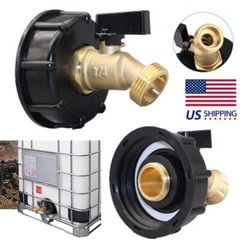 275 330 Gal IBC Tote Tank Hose Adapter 2″ Coarse Thread Fittings Shut-Off Valve