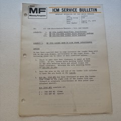 1978 Massey Ferguson MF 300A Loader ICM Service Bulletin