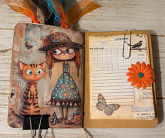Junk Journal Handmade Booklet Book Vintage “Cats and Girls” Pockets, Ephemera