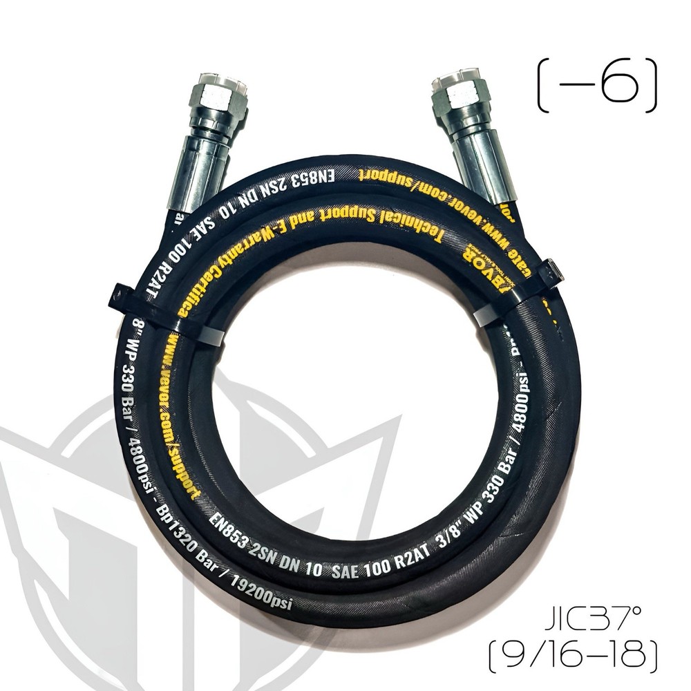 3/8” Hydraulic Hose with 3/8 FEMALE JIC 37° Ends, #6 FEMALE JIC37° (4,800psi)
