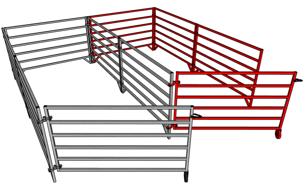 ALUMINUM 5 FT X 10 FT 6 RAIL 40″ TALL SHEEP & GOAT ADD-ON STALL KIT PANEL PEN