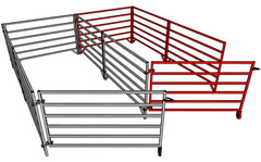 ALUMINUM 5 FT X 10 FT 6 RAIL 40″ TALL SHEEP & GOAT ADD-ON STALL KIT PANEL PEN