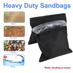 2 Pack Sand Bags, Black Sand Bags for Weight, Heavy Duty Sandbags for Umbrell