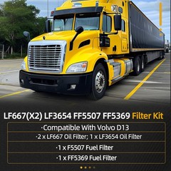 LF667(X2) LF3654 FF5507 FF5369 Filter Kit, Compatible With Volvo D13 Oil Change