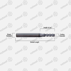 10 PCS 4 Flute 1/16″ x 1-1/2″ Overall Length Carbide End Mill -AlTiN Coated
