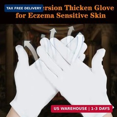 Plus Size White Cotton Glove, 4 Pairs Cotton Moisturizing Gloves for Eczema & Dr