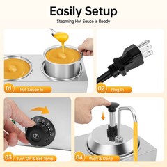 Nacho Cheese Dispenser w/Pump 2x2L Hot Fudge Caramel Warmer Commercial 1600W NEW