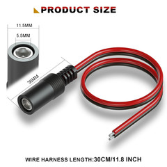 (Real 18AWG 5Pcs DC Barrel Connectors – 5.5X2.1Mm DC Plug Female Pigtail Connect