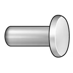 Solid Rivet, Flat Head, 0.125 In Dia., 1 In L, Stainless Steel Body, 100 Pk,