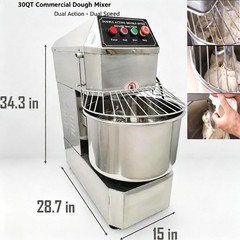 30L Commercial Food Mixer 110V Dual Speed Bakery Spiral Dough Kneading Machine