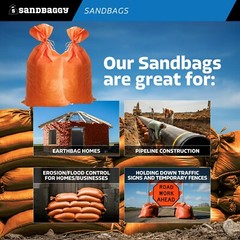 Sandbags – 10 Orange – Empty Sand Bags for Flood – Sandbag Bag Poly by Sandbaggy