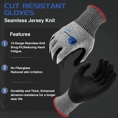 ANSI A4 Cut Resistant Gloves, 1 Pair Touchscreen Cutting Gloves with Firm Grip