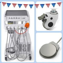 Portable Dental Mobile Delivery Unit System Air Compressor Cart 4 Holes