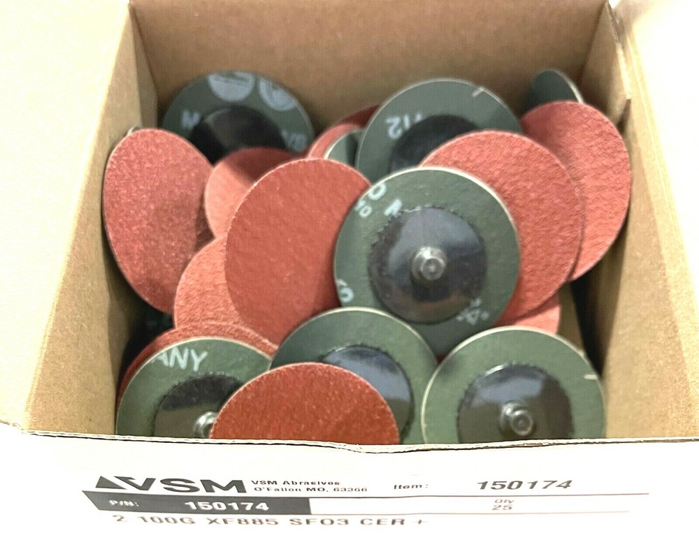 VSM 2″ Roloc Sanding Discs 100 Grit Ceramic XF885 SFOD CER+ 25 Pack