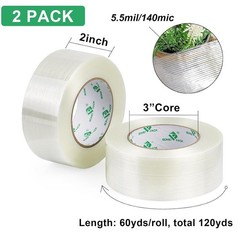 Reliable Waterproof Filament Strapping Tape, 2 Inch x 60 Yards – 5.5 Mil Thick