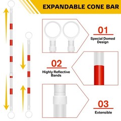 12 Pcs 12 Pcs Retractable Traffic Cone Bar from 4ft to 7.2ft Expandable Safety..