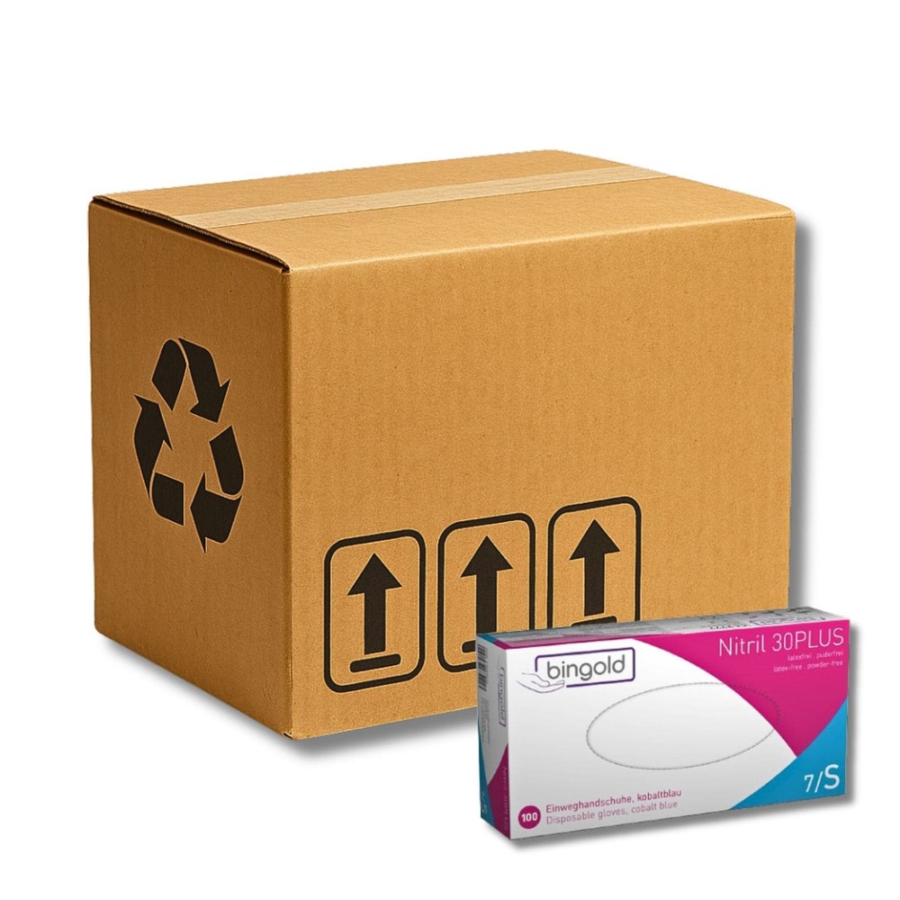 Bingold Disposable Gloves Nitrile 30PLUS, Cobalt Blue S Cardboard Cleaning Gloves