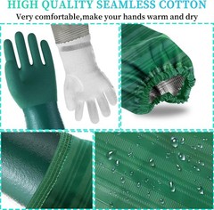 Extra Long 26 Rubber Pond Gloves Chemical Resistant Gloves PVC Reusable