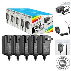 12V 2A Power Supply 5-Pack, Ideal for Cameras and LED Strips, Easy Setup