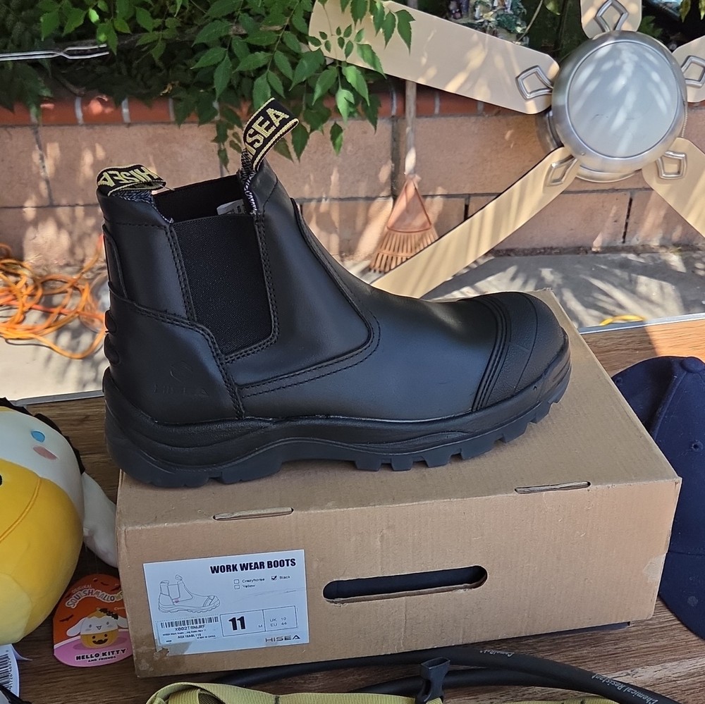 HISEA Steel Toe Chelsea Work Boots Black Men’s Size 11 Medium