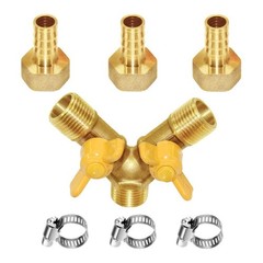 Joywayus 5/16″ Hose Barb 3 Way Shut Off Ball Valve Y 5/16 Inch – 1 pc, Brass