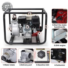 6.5 HP 4-Stroke Gas-Powered Water Transfer Pump 2″ 212CC 158GPM Semi-Trash Pump