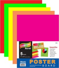 BAZIC Poster Board 11″ X 14″ Assorted Neon 1-Pack, Colors (5-count)