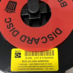 Brady B-595 Thermal Label Cartridge B30-25-595-ANSIDA Red/Black 0.25 in