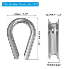 12mm 1/2″ Wire Rope Thimble 2Pcs Cable Thimbles 304 Stainless Steel for Boat