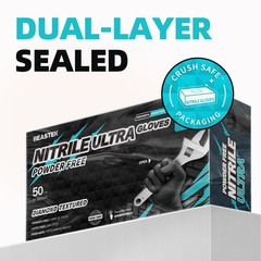 Beastek Nitrile Disposable Gloves, 8 Mil Powder Free X-Large, X-large (Black)
