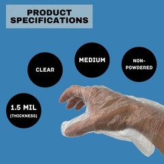 10000 pcs Poly HDPE Food Handling Service Gloves (Latex Vinyl Free) – Medium