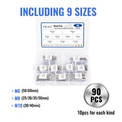 90 PCS Stainless Steel Dowel Pins Assortment Kit M6 M8 M10 Shelf Pegs