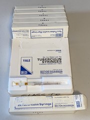 (6) Becton-Dickinson Yale 1cc glass Luer tip tuberculin syringes