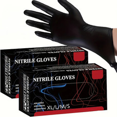 Disposable Black Nitrile Gloves (20/50/100PCS) Latex-Free, Powder-Free Cleaning