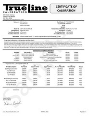 Long Form Calibration Certs For Thread Gage (Purchased w/ M & J Tooling Gage)