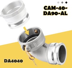 90 Degree Elbow Type DA Cam Camlock and Groove Hose Fitting 4″ Femalex 4″ Male
