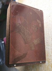 Antique Copper Printing Block Portrait Photoengraving SANTA Wood Mounted Plate