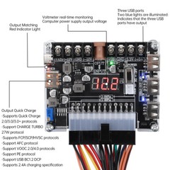 20/24Pin ATX Power Supply Breakout Board Adjustable Voltage Module + Case New
