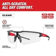 Milwaukee 48-73-2010 Safety Glasses Clear Hard Coat Anti-Scratch Lenses