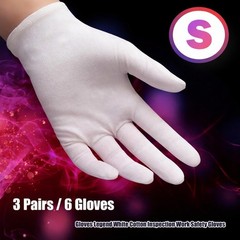 Gloves Legend 3 Pairs (6 Gloves) – S Cotton White Gloves For Work Safety Jewe…