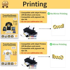 40-Sheet Mix Pack 8.5×11″ Heat Transfer Paper for Dark Light Fabric HTV
